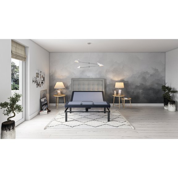 Os3 Queen Adjustable Bed Rack, Head & Foot Positioning Alterations, 3 Vibration Modes, 850lb Capacity, Blue Structure, And Position Variation, Weight Resistance,