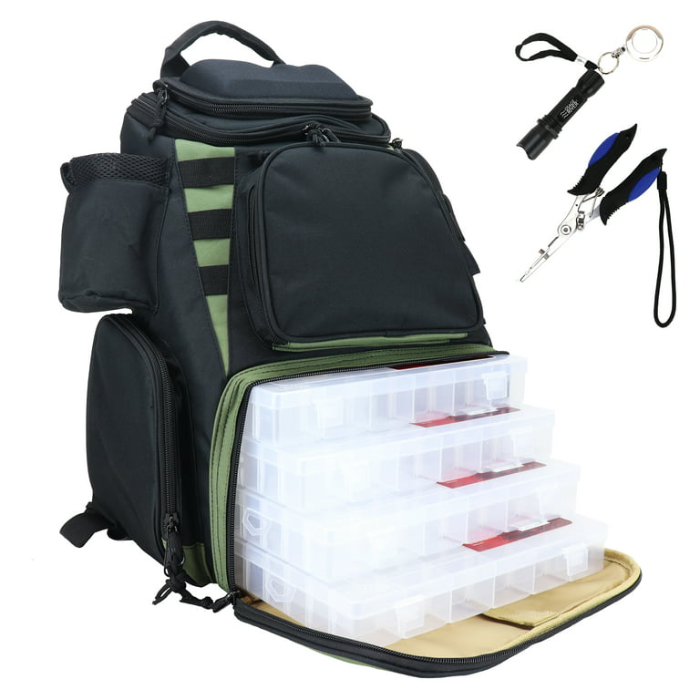 Osage River Ultimate Fishing Backpack, Night Fishing Light, Waterproof Rain  Cover, Medium Bag with Tackle Boxes Included 