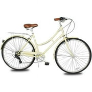 Osaka 700C 7 Speed 48cm Hybrid City Bikes for Women, Vanilla