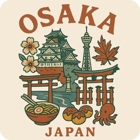 Osaka Japan Keepsakes Souvenir Vinyl Sticker – Destination Travel Keepsake Collectible (3-Inches Wide)