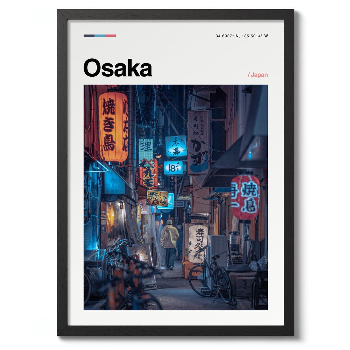Osaka Japan Travel Photography City Street Neon Night Poster, Travel ...