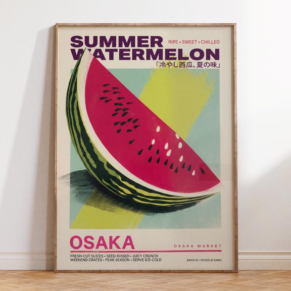 Osaka Market Watermelon Japanese Fruit Poster Unframed Paper Print