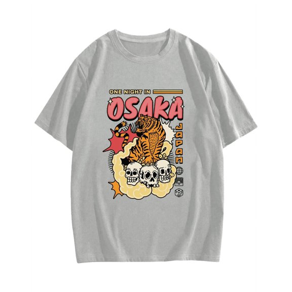 Osaka Skeleton Tiger Cotton casual T-shirt