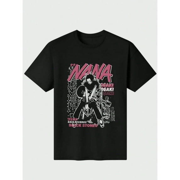 Osaki Nana Unisex T-Shirt Black Stones T-Shirt Casual Digital Print 220g Pure Heavy 100% Cotton T Shirt 100% Cotton