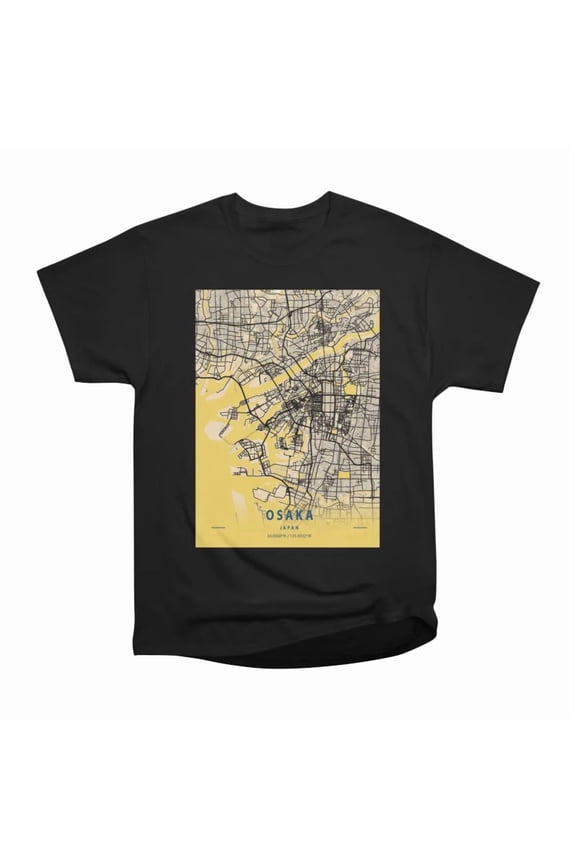Osaksa Japan Yellow City Map T-Shirt Tee Gift For Him Merch For Her Apparel For Friend