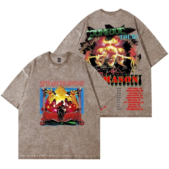 OsamaSon Jump Out Tour 2025 Merch Wash Men's and women's fashionable hip-hop street wear cotton short sleeved T-shirt