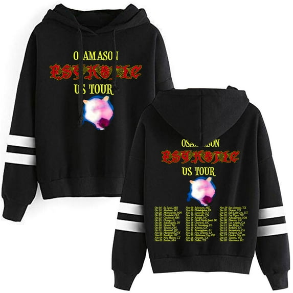 OsamaSon merch 2025 PSYKOTIC TOUR hooded drawstring pocketless sweatshirt men/women hip hop concert pullover