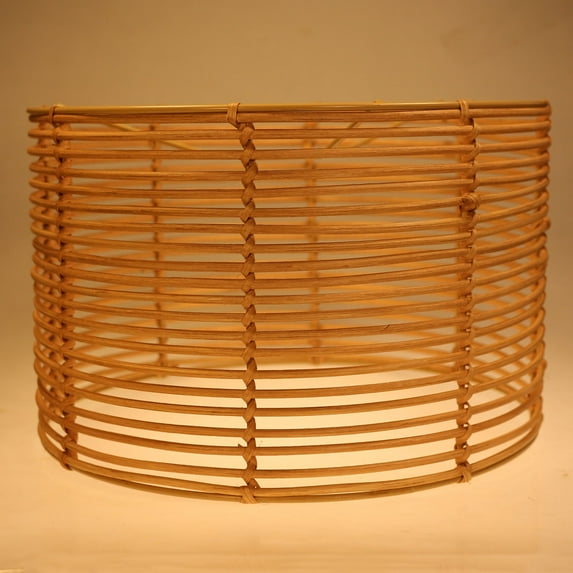 Osasy Rattan Drum lamp shades Woven Boho Rattan Lampshade Chandelier Shades Pendant light Covers E26 E27 Replacement Table Lamp Floor Lamps Lampshades(Dark Brown)