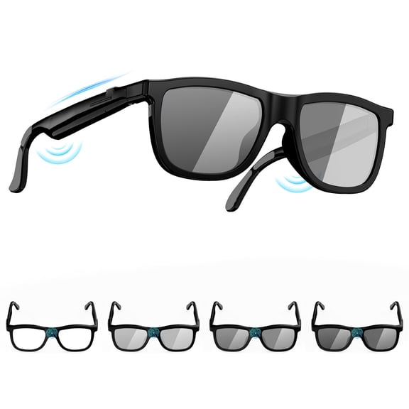 Osawalla All-in-One Smart Glasses: Electrochromic & 4-Level Adjustable Polarized Lenses, Bluetooth 5.4 Audio, 39g for Driving & Outdoor