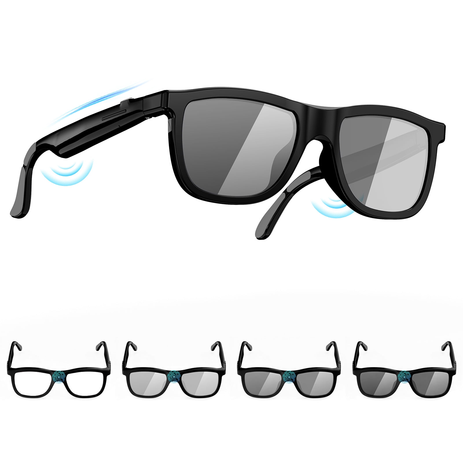 Osawalla All-in-One Smart Glasses Electrochromic & 4-Level Adjustable Polarized Lenses, Bluetooth 5.4 Audio, 39g for Driving & Outdoor
