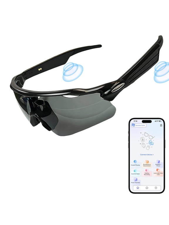 Smart Cycling Glasses with Bluetooth Audio, 5-6H Playtime, Magnetic Charging | Choose Lens (Gray/Night Vision/Coated) for Riding, Skiing, Running | TR90 Frame, IPX5 Sweatproof