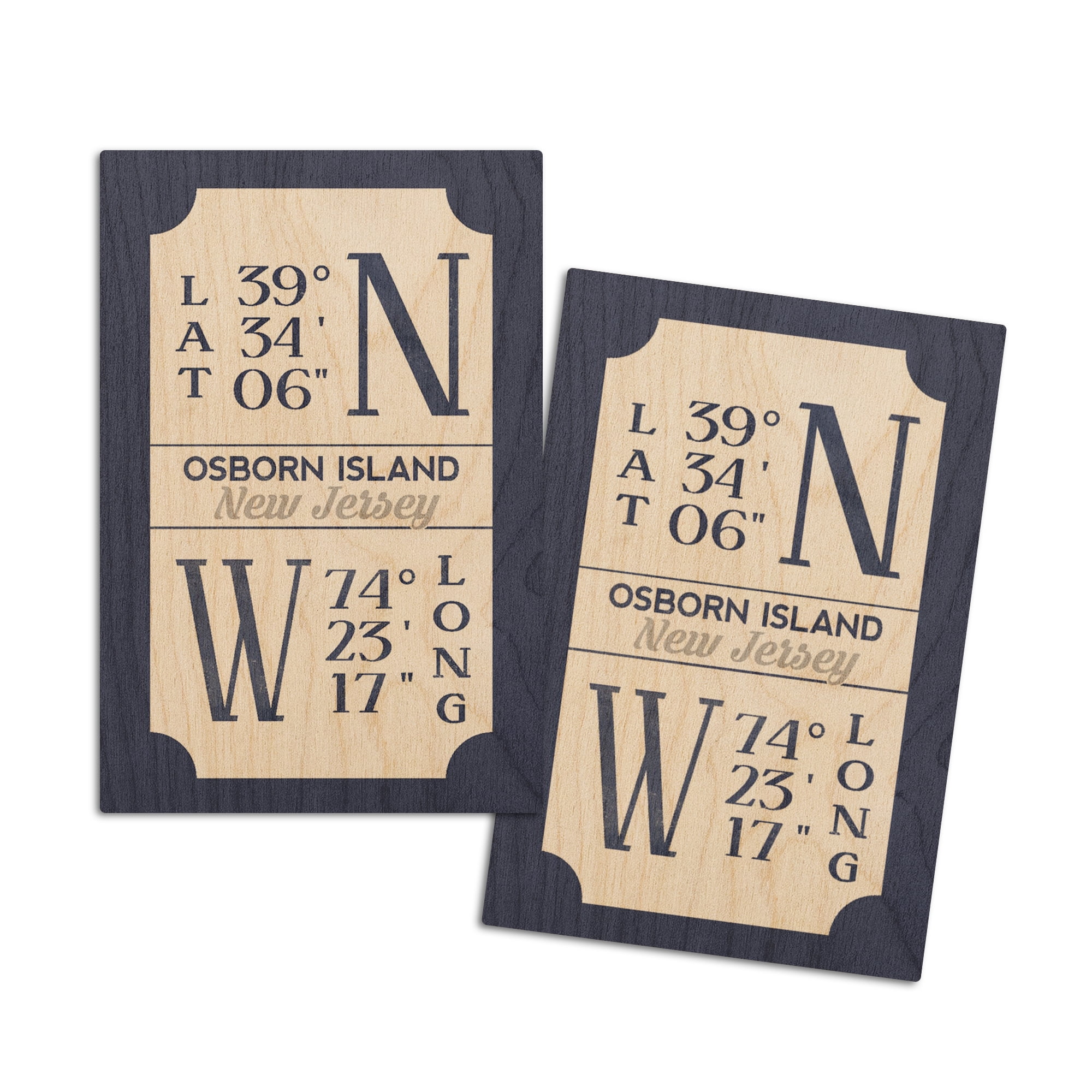 Osborn Island, New Jersey, Latitude and Longitude, Contour (4x6 Birch