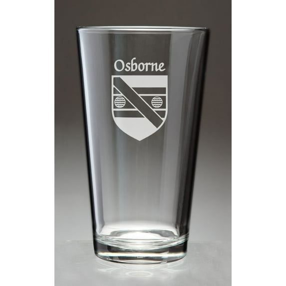 Osborne Irish Coat of Arms Pint Glasses - Set of 4 (Sand Etched)