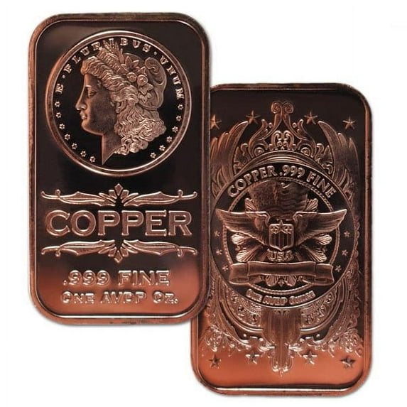 Osborne Mint 1-oz 999 Pure Copper Bar, Morgan Head Design