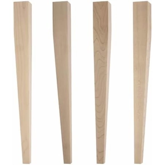 Osborne Tapered (Two-Sided) Dining Table Leg in Soft Maple Wood (Set of Four), Unfinished Wooden Posts for Dining Room or Desk, Replacement Table Legs, Sanded and Ready to be Finished