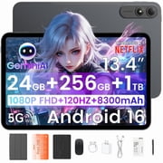 OSCAL 2026 13.4 AI Tablet, Android 16, 24GB RAM 256GB ROM, 1TB Expand, T7280 Octa-Core CPU, 8+16MP Camera, 8300mAh, 5G Wifi, Gemini Al Tablet with Keyboard & Mouse, Black