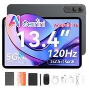Blackview OSCAL 2026 13.4" AI Tablet, Android 16, 24GB RAM 256GB ROM, 1TB Expand, T7280 Octa-Core CPU, 8+16MP Camera, 8300mAh, 5G Wifi, Gemini Al Tablet with Keyboard, Mouse, Black