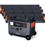 Oscal Portable Power Station with 4xPM200 Solar Panels,3600Wh Surge 6000W LiFePO4 Expandable Solar Generator for Home Use Emergency Outdoor Camping