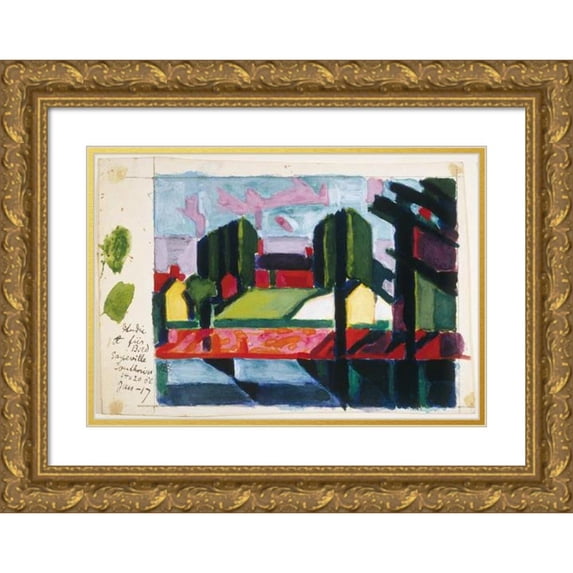 Oscar Bluemner 24x18 Gold Ornate Framed and Double Matted Museum Art Print Titled - Study for Old Canal (Red and Green) (1916)