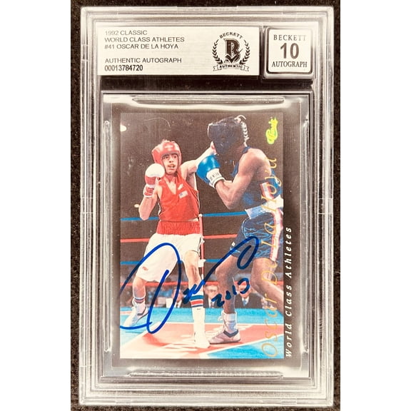 Oscar De La Hoya autographed 1992 Classic Rookie Card BAS Authenticated Graded 10