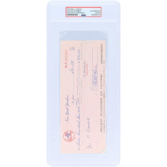 Oscar Gamble New York Yankees Autographed Check from March 31, 1984 - PSA 84855574 - Fanatics Authentic Certified