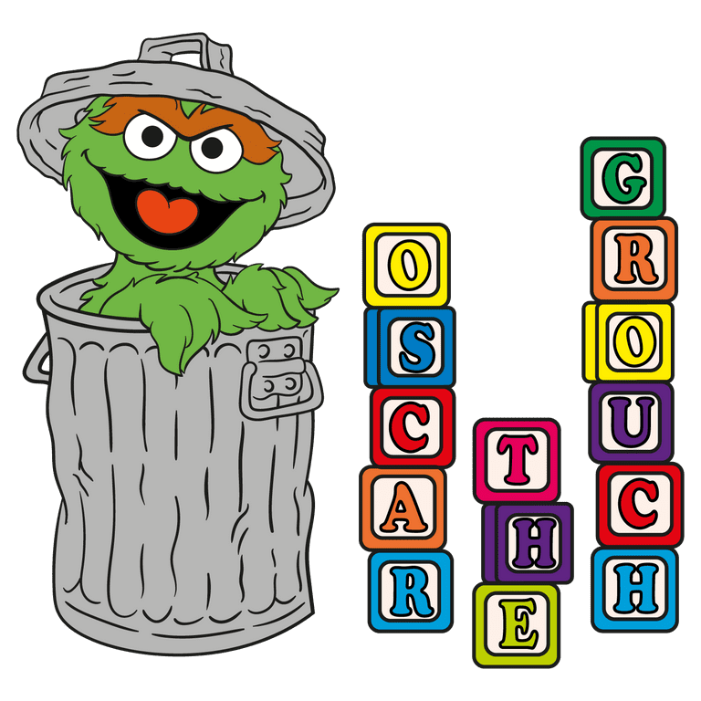 Oscar The Grouch Adhesive Muppet Multi-colored Alphabet Cubes