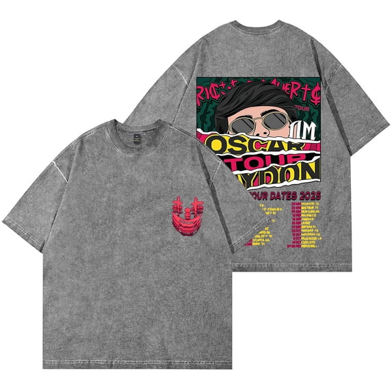 Oscar Maydon Rico o Muerto Tour 2025 Merch Vintage Wash T-Shirts Women Men Cotton Short Sleeve Tee
