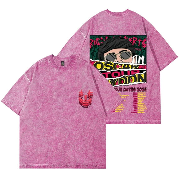 Oscar Maydon Rico o Muerto Tour 2025 Merch Vintage Wash T-Shirts Women Men Cotton Short Sleeve Tee