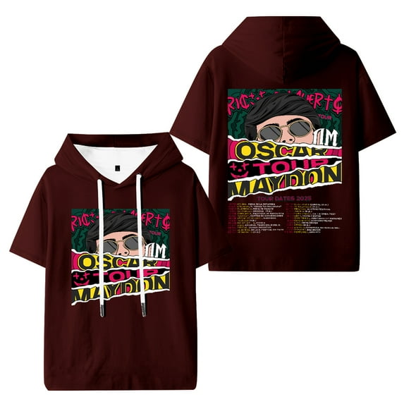Oscar Maydon Tour 2025 Hooded Short Sleeve Vintage 90s Hoody Casual Fashion Tshirt