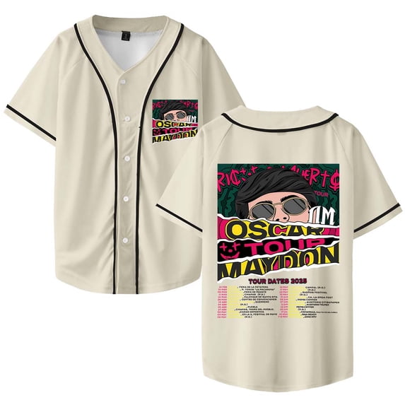 Oscar Maydon Tour 2025 Merch Baseball Jersey Shirt V-Neck Women Men Short Sleeve Streetwear Clothes
