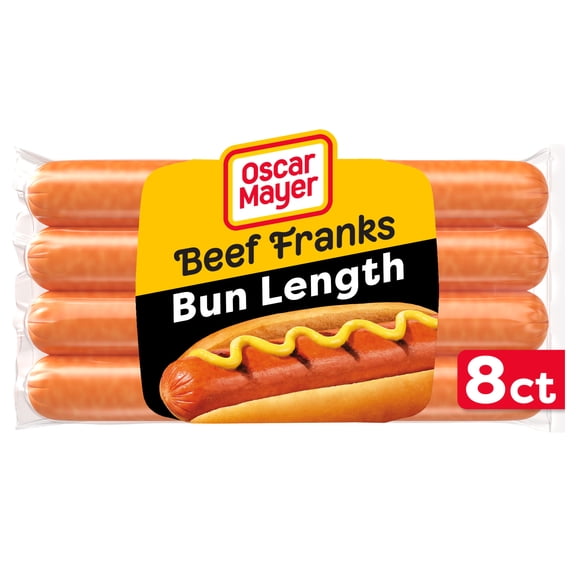 Oscar Mayer Bun-Length Beef Franks Hot Dogs, 8 Count Pack