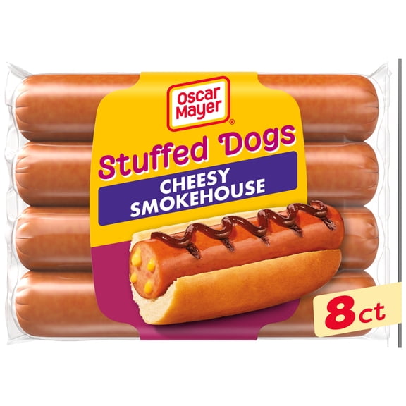 Oscar Mayer Stuffed Dogs, 8 Wieners, for Weeknight Dinners and Easy Grilling, Cheesy Smokehouse, No Fillers or By-Products, 15 oz