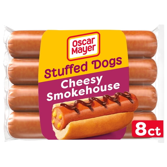 Oscar Mayer Stuffed Dogs, 8 Wieners, for Weeknight Dinners and Easy Grilling, Cheesy Smokehouse, No Fillers or By-Products, 15 oz