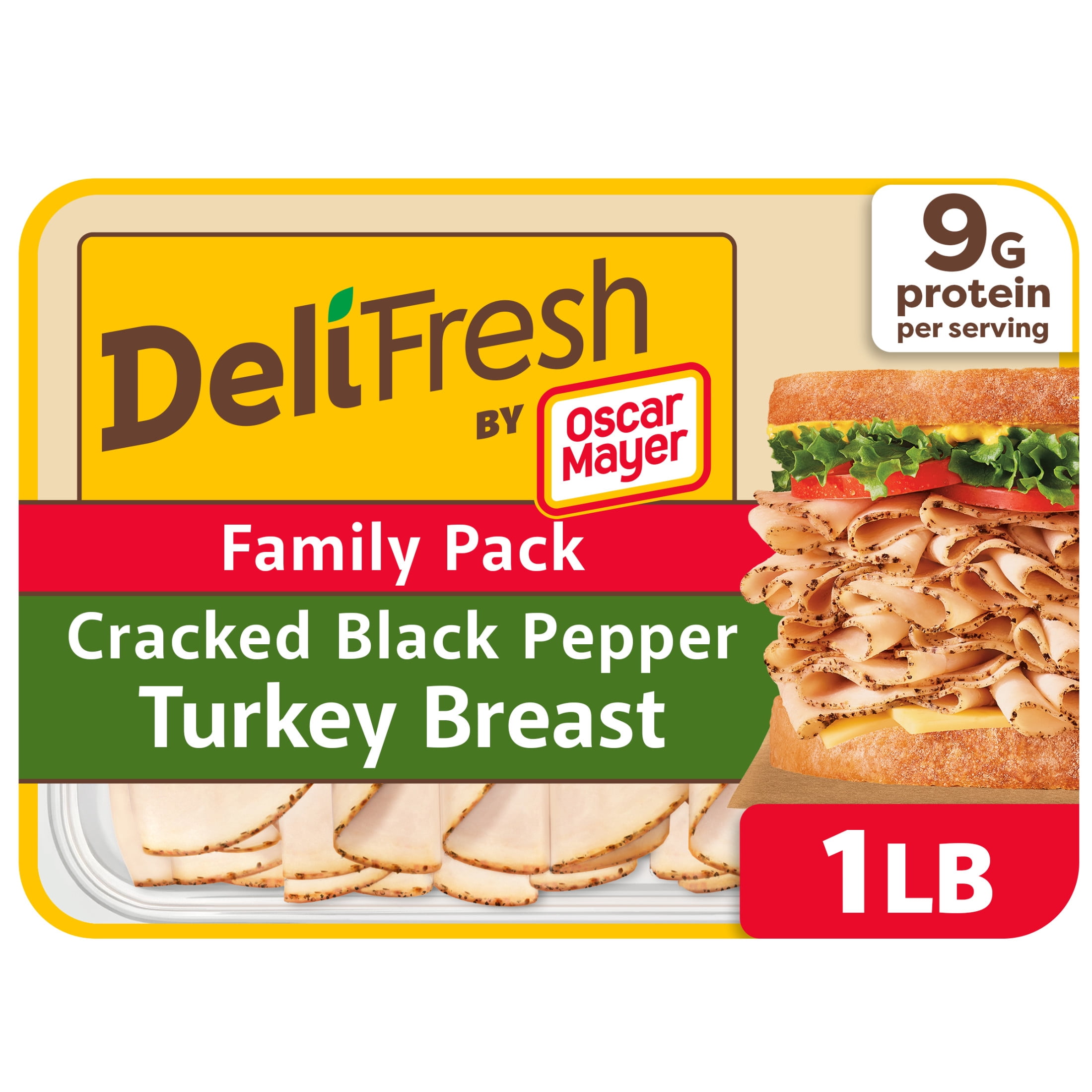 Oscar Mayer Deli Fresh Sliced Deli Meat, for Sandwiches and Easy Lunches, Black Pepper Turkey Breast, No Artificial Preservatives, 16 oz