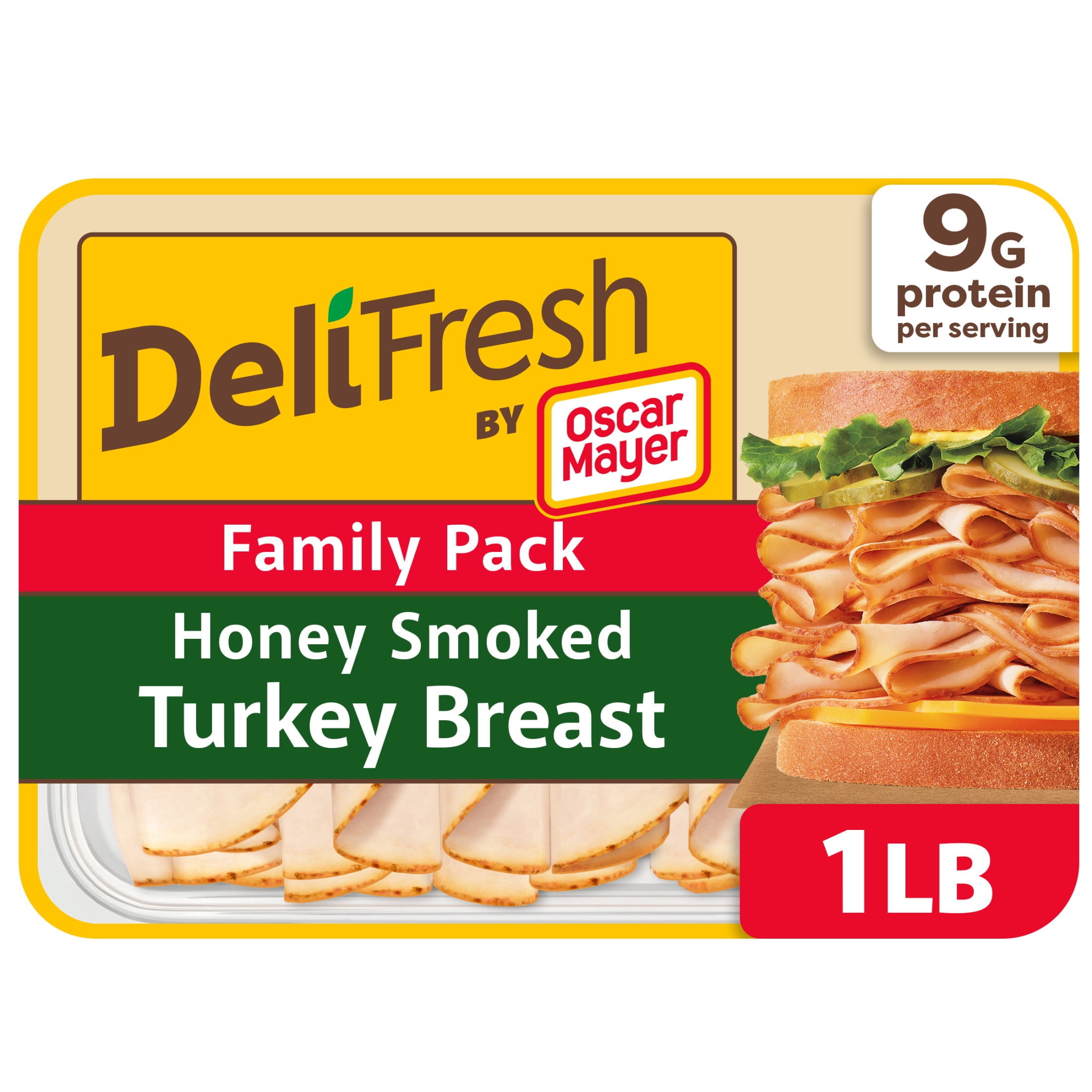 Oscar Mayer Deli Fresh Honey Smoked Turkey Breast Sliced Deli Meat, for Sandwiches and Easy Lunches, Made With 100% Turkey Breast, No Artificial Preservatives, 16 oz