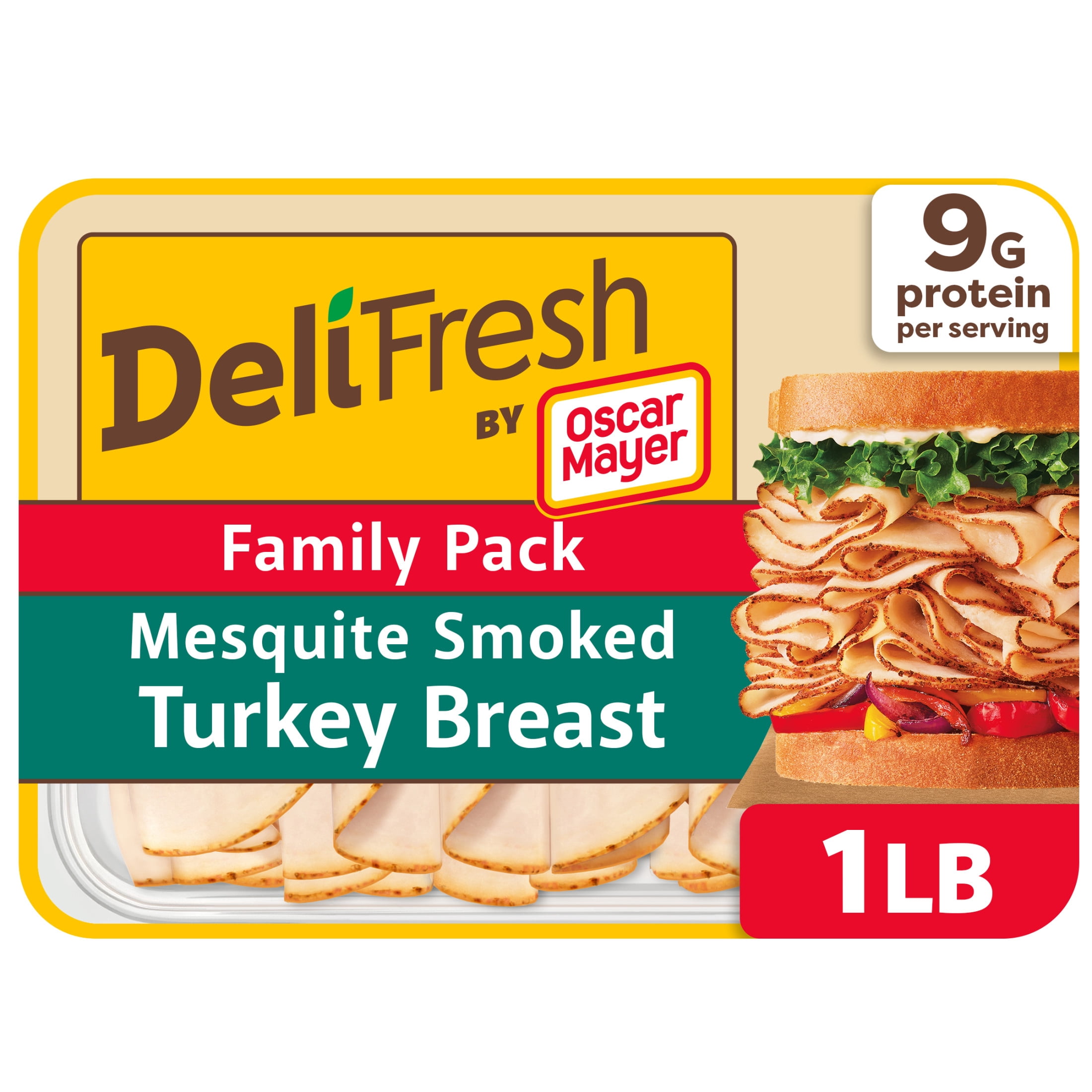 Oscar Mayer Deli Fresh Deli Meat, for Sandwiches and Easy Lunches, Mesquite Smoked Turkey Breast, No Artificial Preservatives, 16 oz