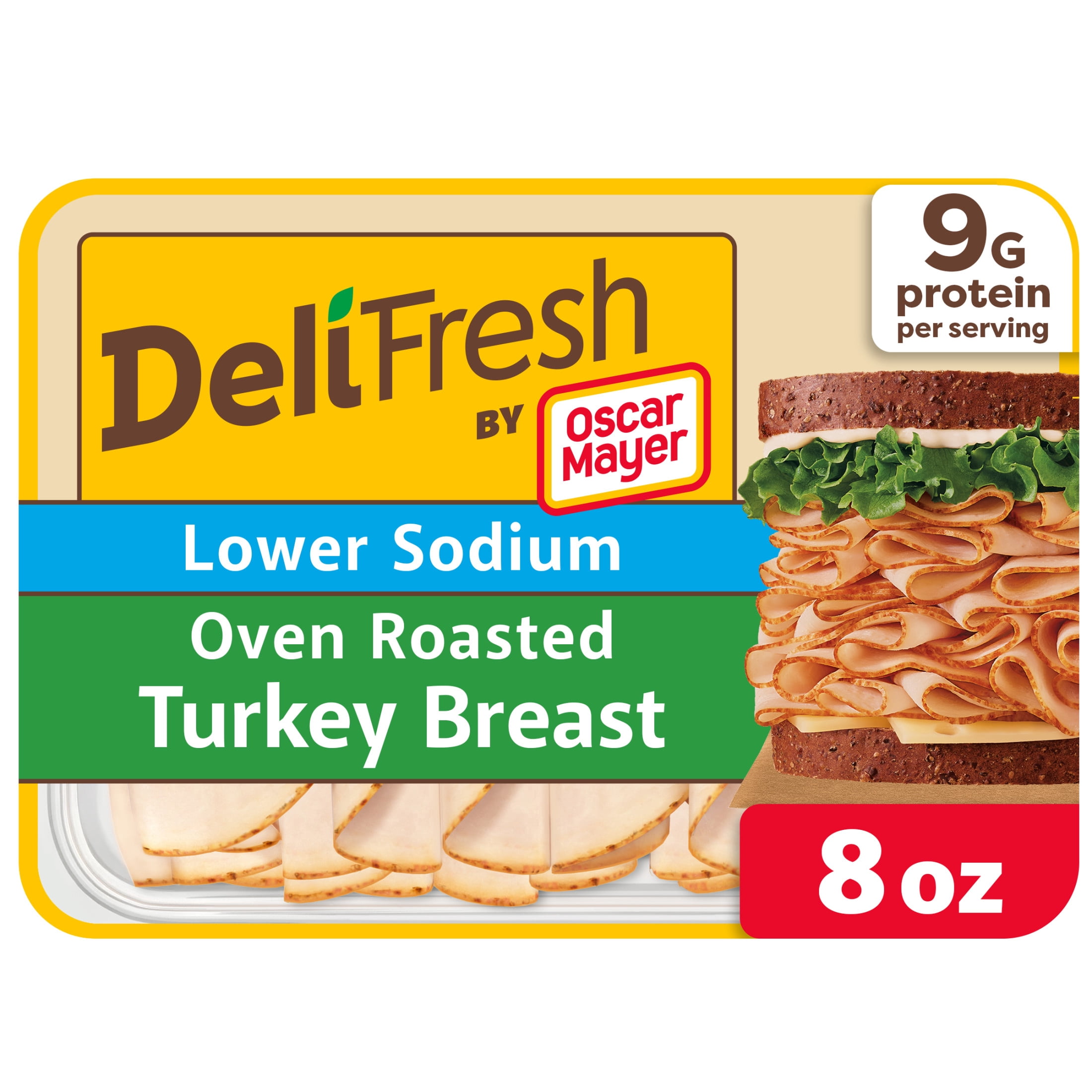 Oscar Mayer Deli Fresh Oven Roasted Turkey Breast Sliced Deli Meat, 1 Pack, for Sandwiches and Easy Lunches, 34% Lower Sodium, Made With 100% Turkey Breast, No Artificial Preservatives, 8 oz