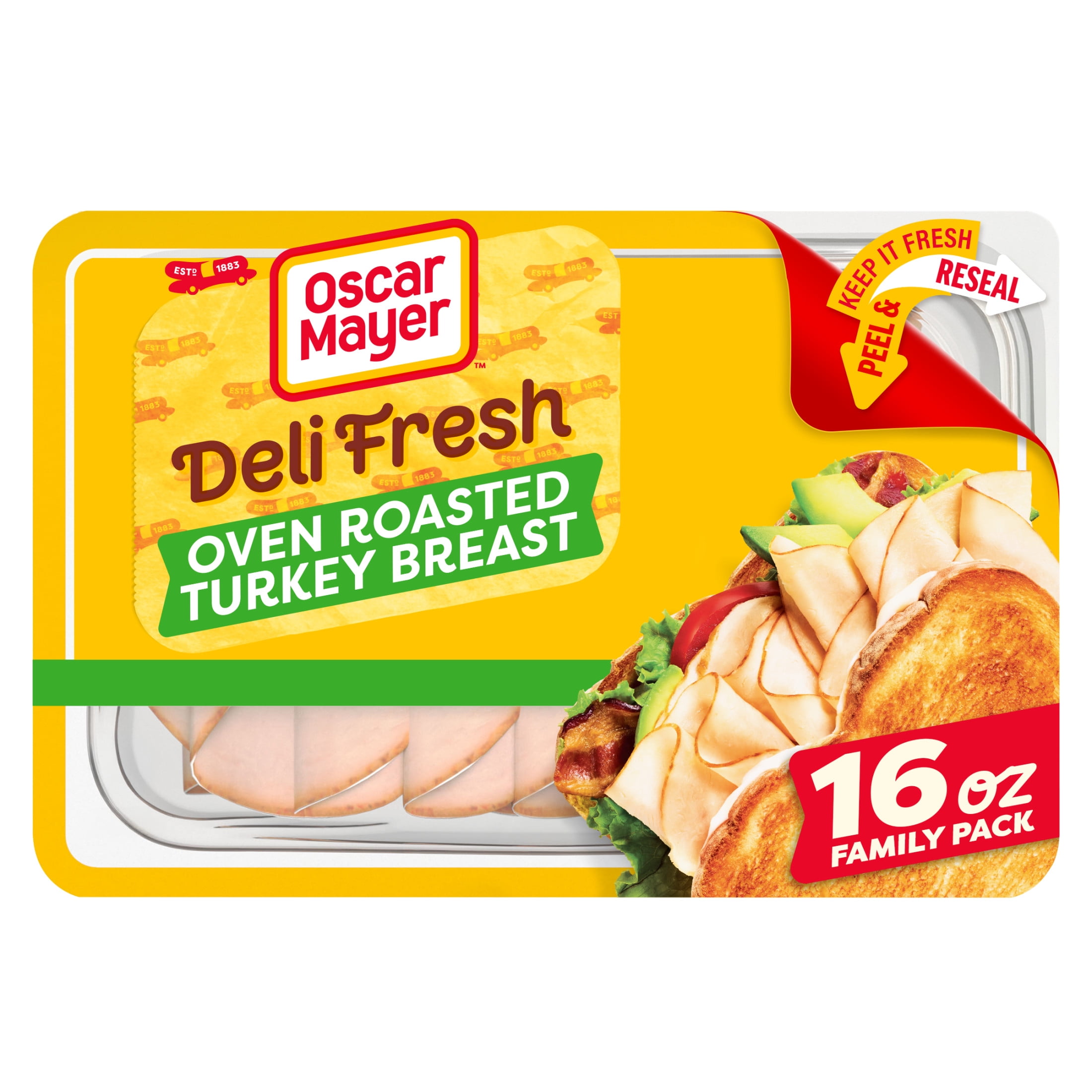 Oscar Mayer Deli Fresh Oven Roasted Sliced Turkey Breast Deli Lunch Meat Family Size, 16 oz Package