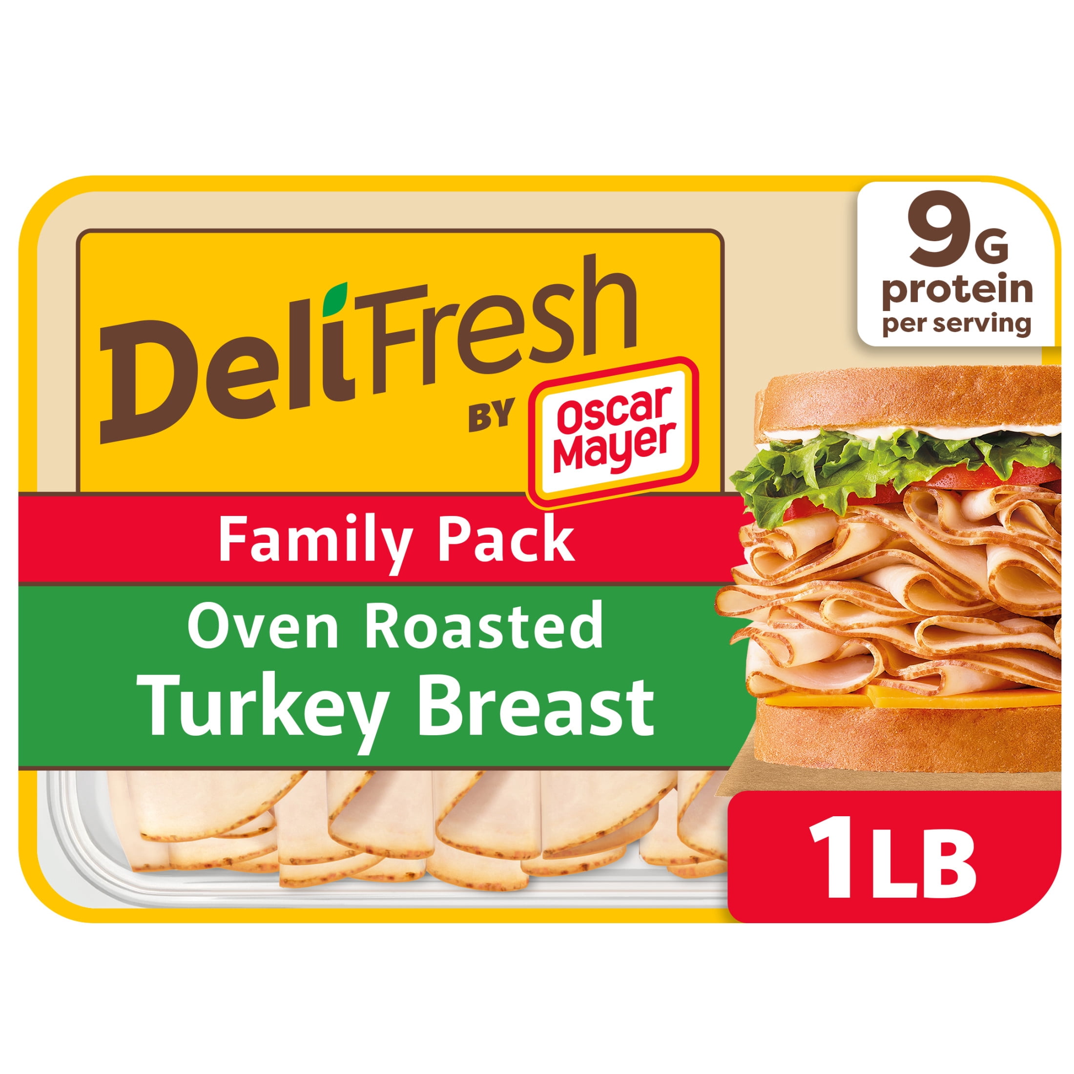 Oscar Mayer Deli Fresh Oven Roasted Turkey Breast Sliced Deli Meat, 1 Family Pack, for Sandwiches and Easy Lunches, Made With 100% Turkey Breast, No Artificial Preservatives, 16 oz