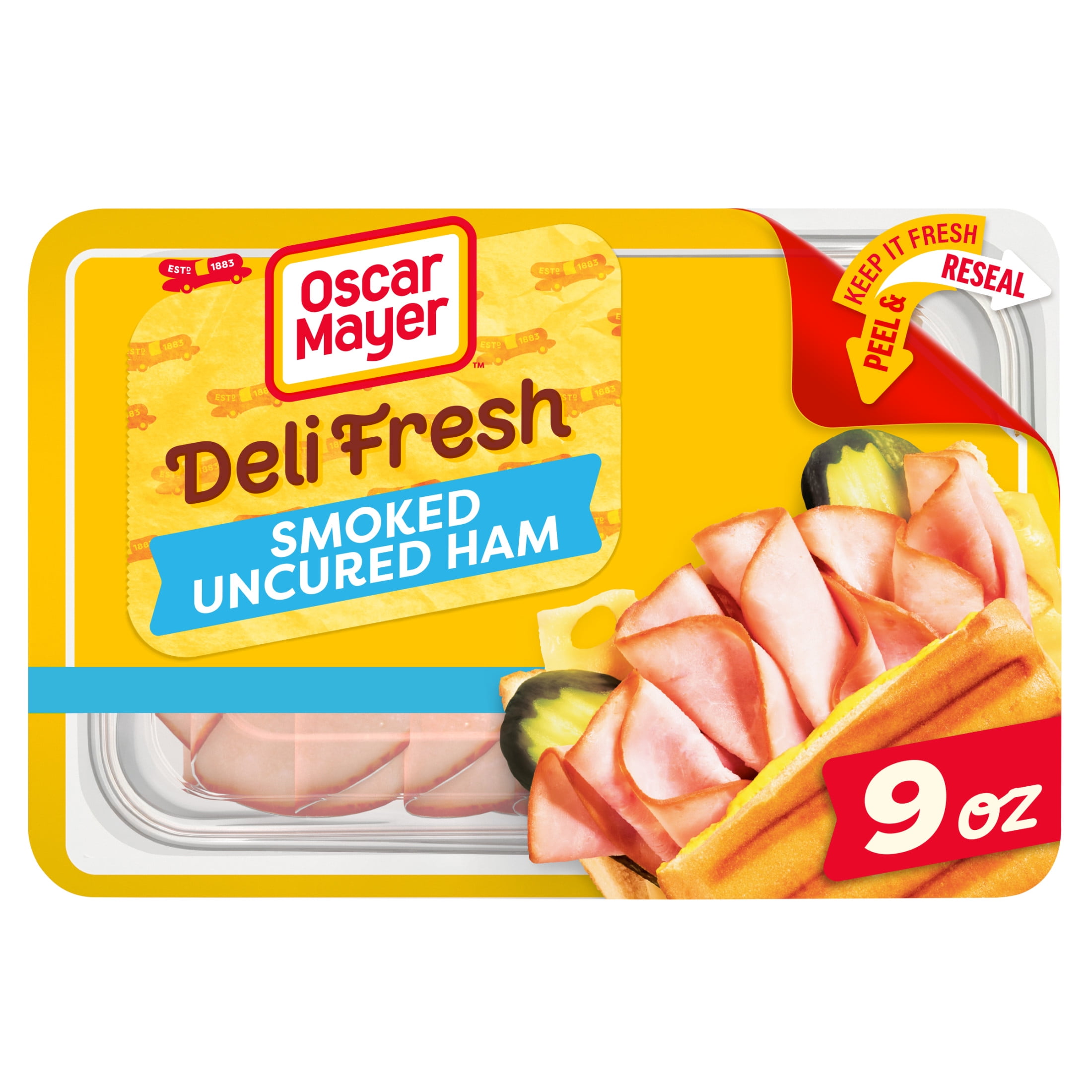 Oscar Mayer Deli Fresh Smoked Uncured Ham Sliced Lunch Meat, 9 oz Tray