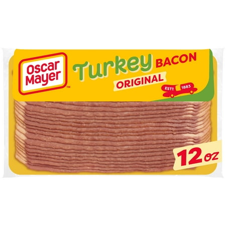 Oscar Mayer Gluten Free Turkey Bacon with 58% Less Fat & 57% Less Sodium, 12 oz pack, 21-23 slices, Refrigerated