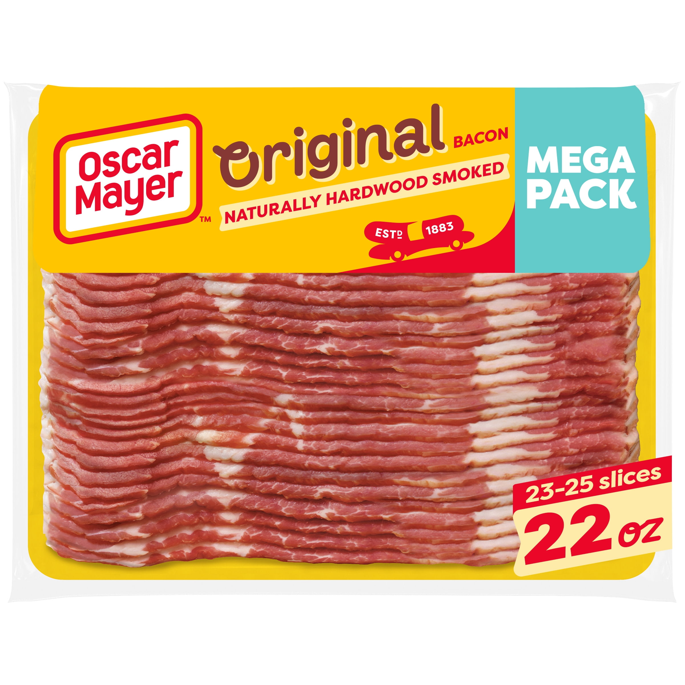 Oscar Mayer Original Bacon 12-Hour Natural Wood Smoked Mega Pack, 22 oz Pack