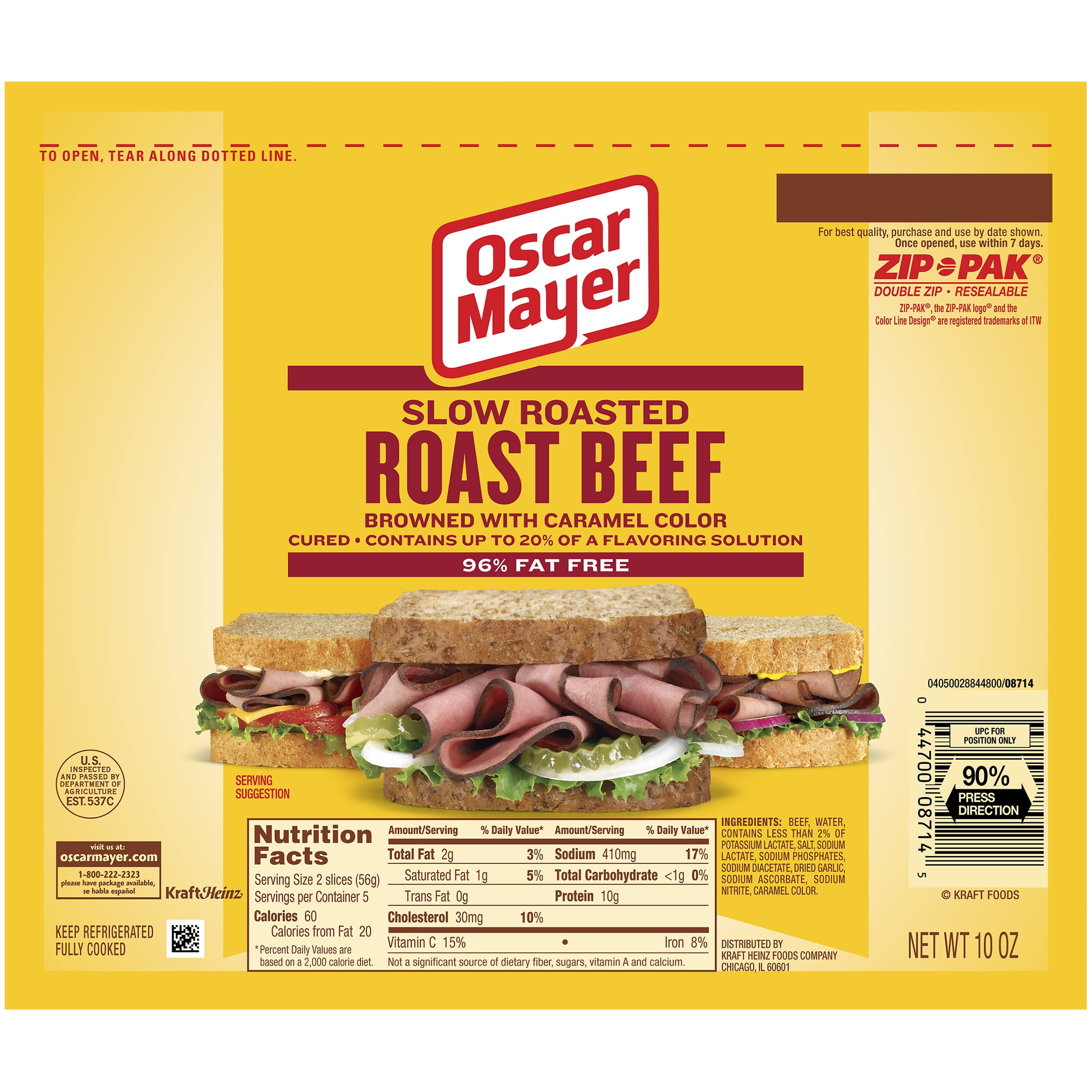 Oscar Mayer Slow Roasted Roast Beef, 10 oz Vacuum Pack