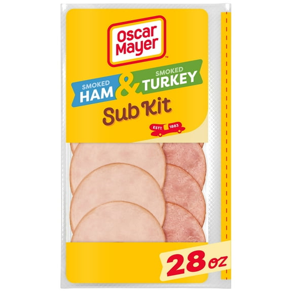 Oscar Mayer Sub Kit with Extra Lean Smoked Ham & Extra Lean Smoked Turkey Breast Sliced Deli Lunch Meat, 28 oz Package