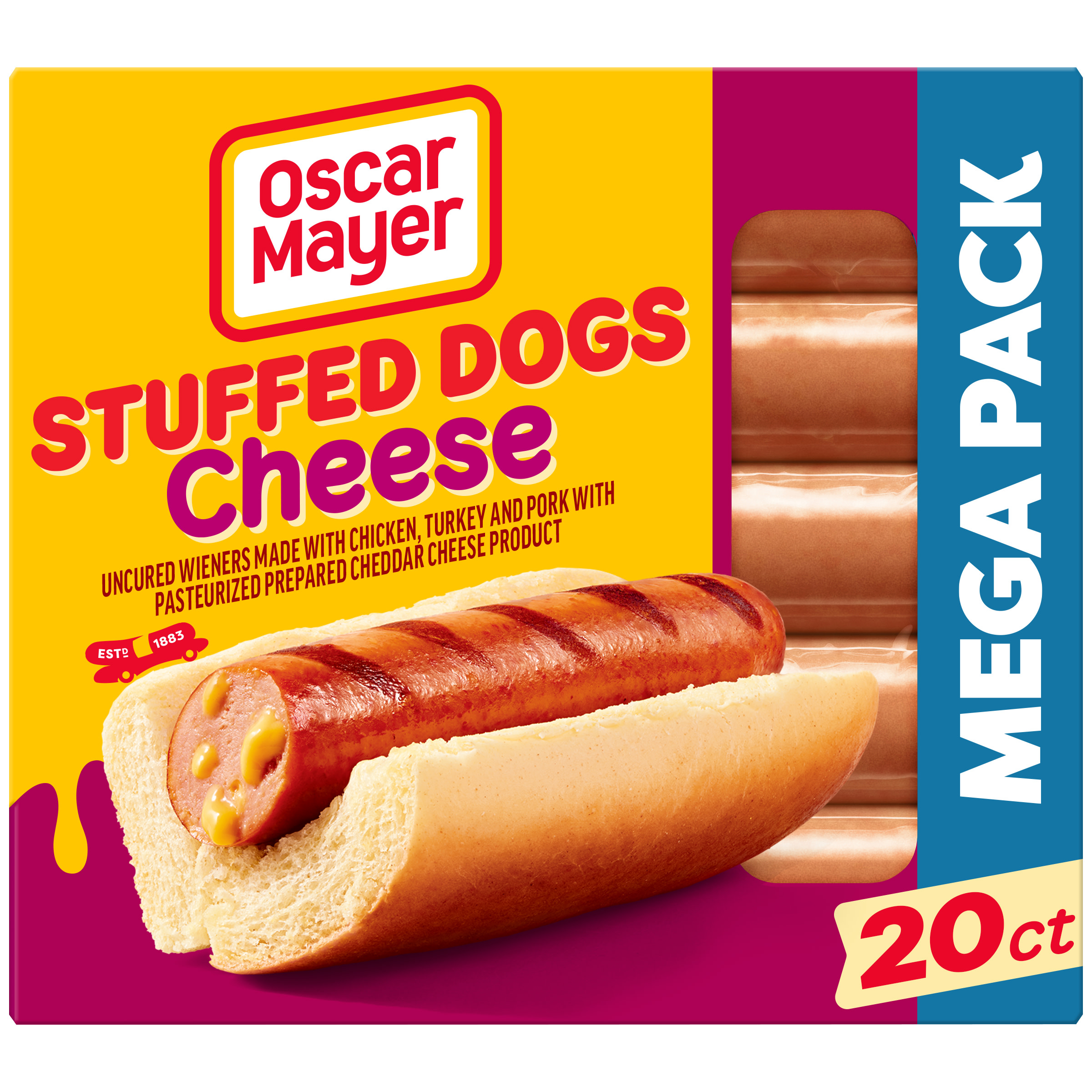 Oscar Mayer Uncured Velveeta Cheese Hot Dogs Mega Pack, 20 ct. Box