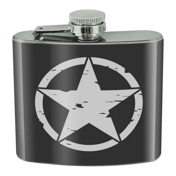 Oscar Mike On Mission Move Vintage Military Star Stainless Steel 5oz Hip Drink Kidney Flask
