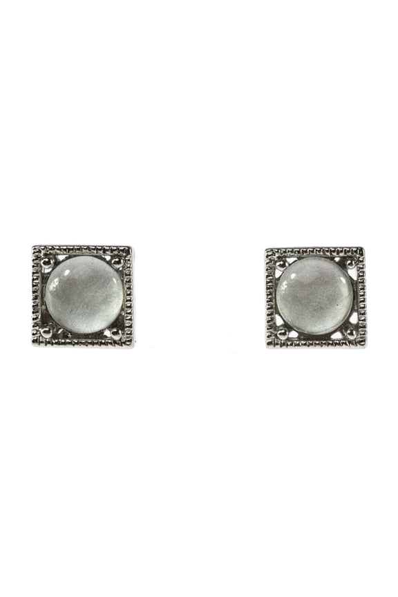 Elegant Square Frame Stud Earrings with Clear Crystal - 7mm Fashion Jewelry