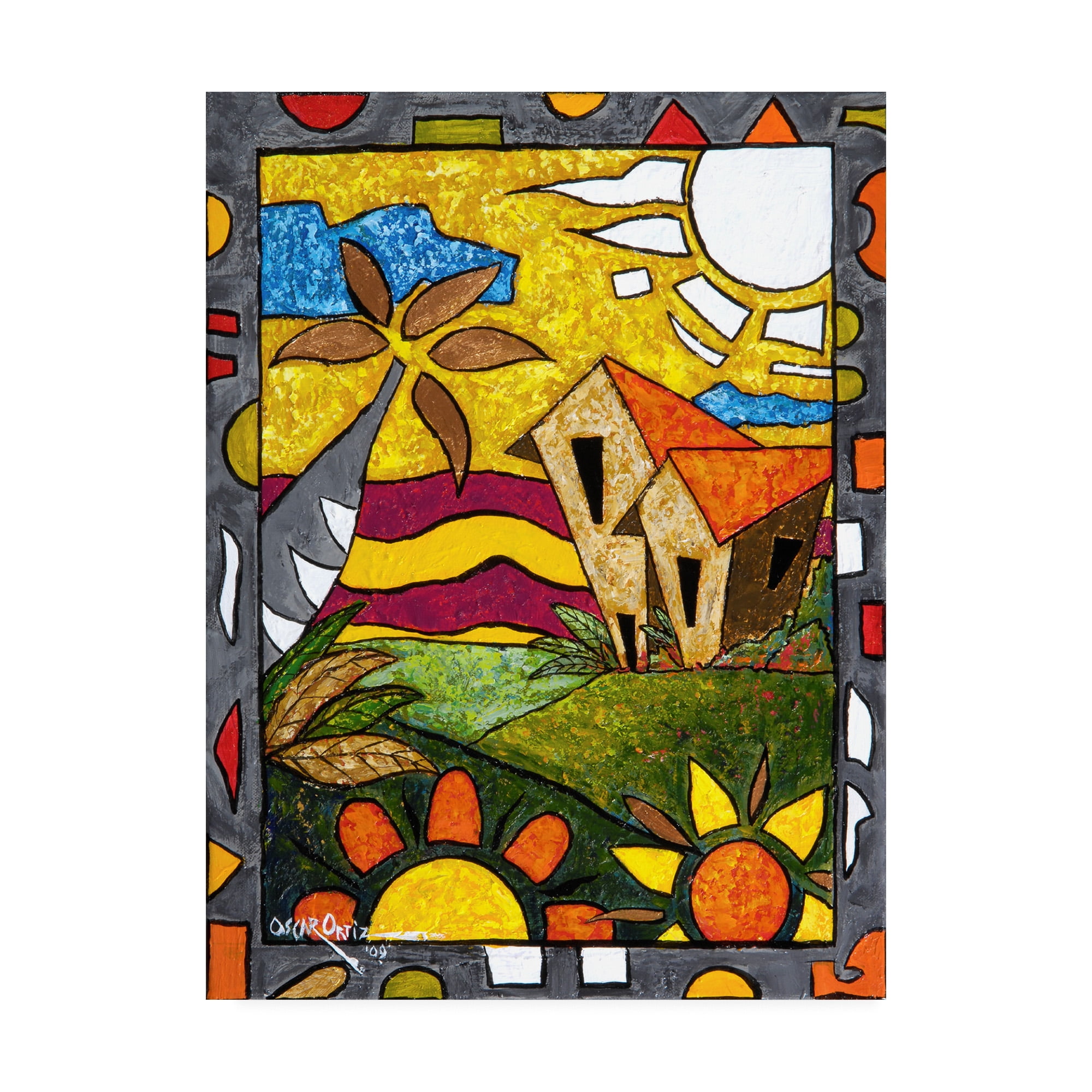 Oscar Ortiz 'Hut Under Yellow' Canvas Art