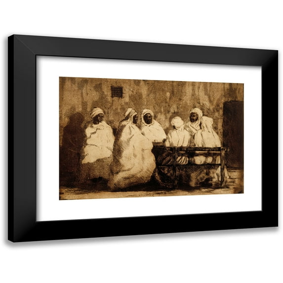 Oscar Parviainen 14x11 Black Modern Framed Museum Art Print Titled - Arabs in Front of a Cafe in Biskra (1904)