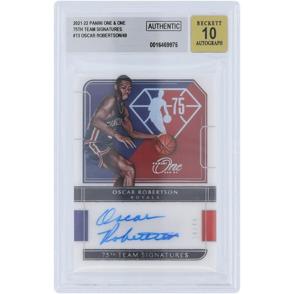 Oscar Robertson Milwaukee Bucks Autographed 2021-22 Panini One & One 75th Anniversary #75-ORB #14/49 BGS Authenticated Auto 10 Card - Fanatics Authentic Certified